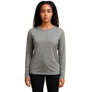Women's Athletic Works Sporty Long Sleeve 2 Tone Gray & White T-shirt-Size XL